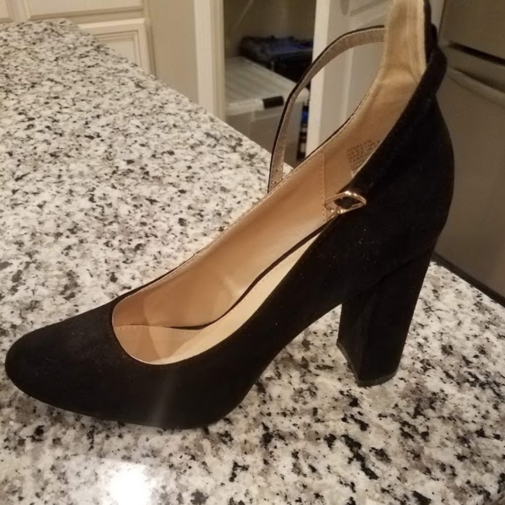 Black Suede Mary Janes with Ankle Straps